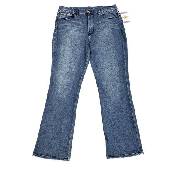 DG2 by Diane Gilman Womens 14 Bootcut Blue Jeans Medium Wash Denim Stretch - Picture 1 of 12